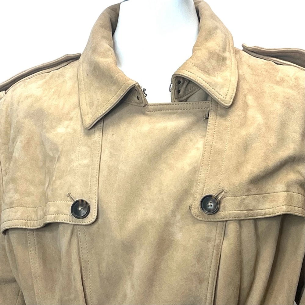 Banana Republic Classic Double Breasted Tan Suede Trench Coat Size XXL - Picture 7 of 15